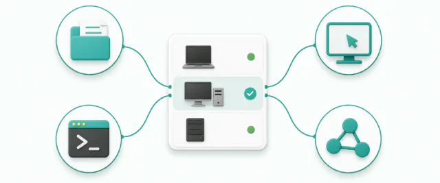 從 HomiPlay 設備列表開啟檔案、桌面、終端機或服務